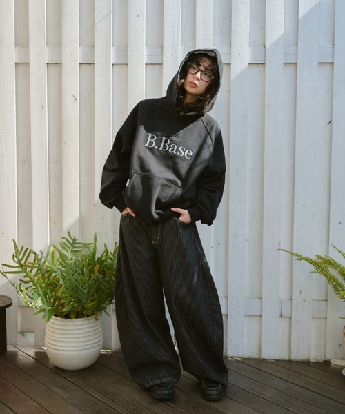 BROKEN BASE（ブロークンベース）の「Balloon Wide Stripe Denim / バルーンワイドストライプデニム（デニムパンツ・メンズ・ブラック/インディゴブルー・MEDIUM/LARGE）」の21枚目の写真