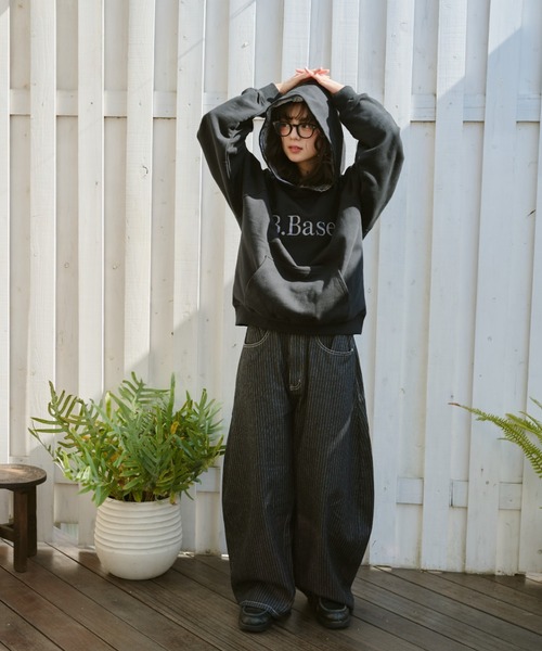 BROKEN BASE（ブロークンベース）の「Balloon Wide Stripe Denim / バルーンワイドストライプデニム（デニムパンツ・メンズ・ブラック/インディゴブルー・MEDIUM/LARGE）」の22枚目の写真