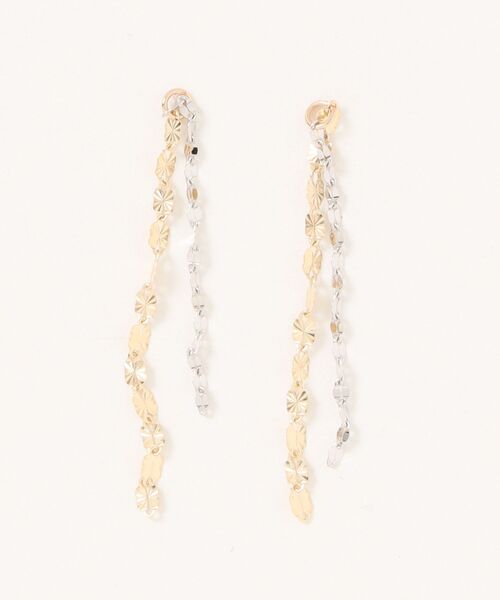 TAKE-UP(テイクアップ)の「【 Palette】K10 バイカラーチェーンチャーム( YG/WG)(ピアス(両耳用)・レディース・ホワイトゴールド・FREE)」の6枚目の写真