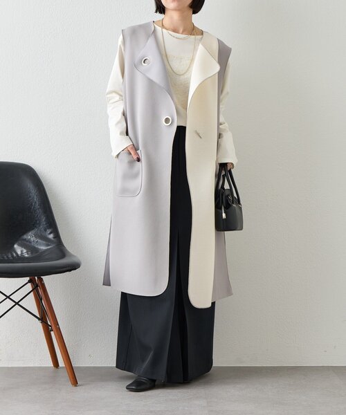 Jena espace merveilleux（ジェナ　エスパスメルヴェイユ）の「バーボタンワッフルジレ（ベスト・レディース・チャコールグレー/ベージュ/グレー・FREE）」の5枚目の写真