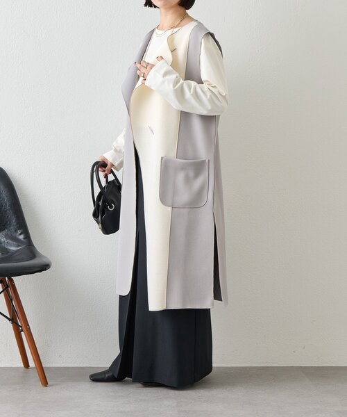 Jena espace merveilleux（ジェナ　エスパスメルヴェイユ）の「バーボタンワッフルジレ（ベスト・レディース・チャコールグレー/ベージュ/グレー・FREE）」の6枚目の写真