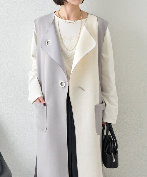 Jena espace merveilleux（ジェナ　エスパスメルヴェイユ）の「バーボタンワッフルジレ（ベスト・レディース・チャコールグレー/ベージュ/グレー・FREE）」の9枚目の写真