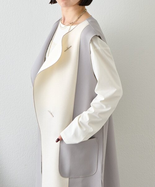 Jena espace merveilleux（ジェナ　エスパスメルヴェイユ）の「バーボタンワッフルジレ（ベスト・レディース・チャコールグレー/ベージュ/グレー・FREE）」の10枚目の写真