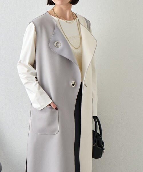 Jena espace merveilleux（ジェナ　エスパスメルヴェイユ）の「バーボタンワッフルジレ（ベスト・レディース・チャコールグレー/ベージュ/グレー・FREE）」の12枚目の写真