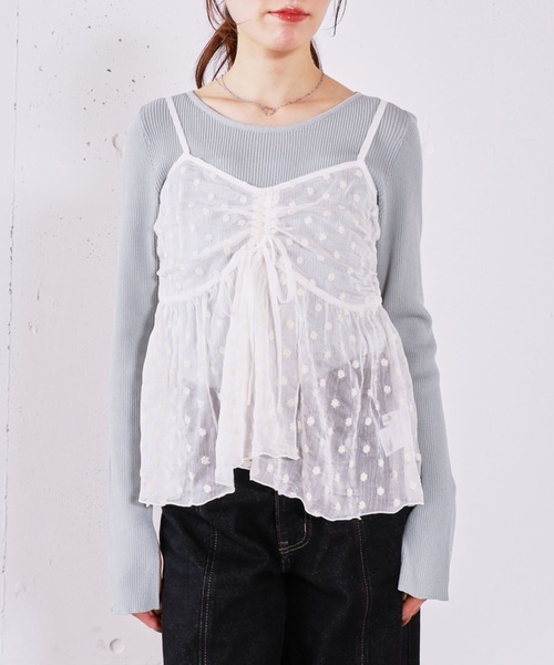 archives（アルシーヴ）の「フラワー刺繍ビスチェ×リブニットプルオーバーＳＥＴ（アンサンブル・レディース・グリーン/オフホワイト/ブラック・MEDIUM）」の13枚目の写真