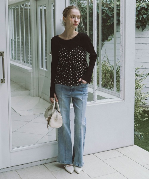 archives（アルシーヴ）の「フラワー刺繍ビスチェ×リブニットプルオーバーＳＥＴ（アンサンブル・レディース・グリーン/オフホワイト/ブラック・MEDIUM）」の7枚目の写真