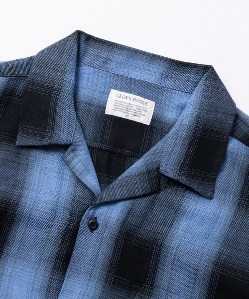 JOHN'S CLOSET(ジョンズクローゼット)の「【a】オンブレチェック ボックスシルエット オープンカラー半袖シャツ(シャツ/ブラウス・メンズ・ブラック/ブルー/ホワイト・MEDIUM/LARGE)」の4枚目の写真