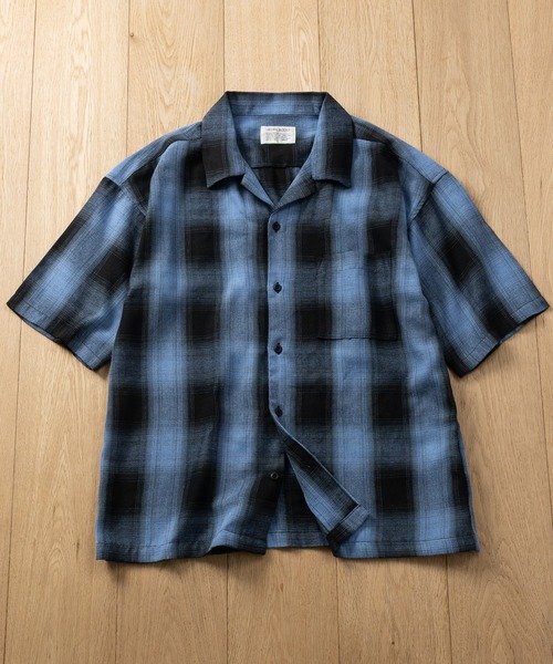 JOHN'S CLOSET(ジョンズクローゼット)の「【a】オンブレチェック ボックスシルエット オープンカラー半袖シャツ(シャツ/ブラウス・メンズ・ブラック/ブルー/ホワイト・MEDIUM/LARGE)」の12枚目の写真