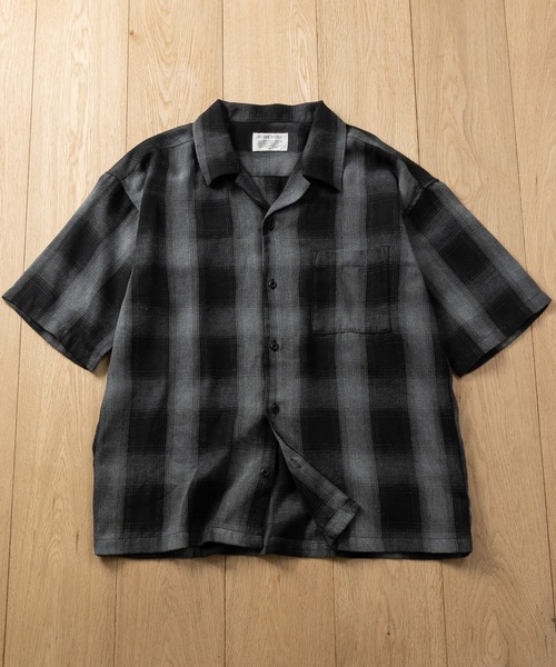 JOHN'S CLOSET(ジョンズクローゼット)の「【a】オンブレチェック ボックスシルエット オープンカラー半袖シャツ(シャツ/ブラウス・メンズ・ブラック/ブルー/ホワイト・MEDIUM/LARGE)」の10枚目の写真