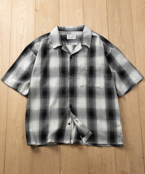 JOHN'S CLOSET(ジョンズクローゼット)の「【a】オンブレチェック ボックスシルエット オープンカラー半袖シャツ(シャツ/ブラウス・メンズ・ブラック/ブルー/ホワイト・MEDIUM/LARGE)」の14枚目の写真