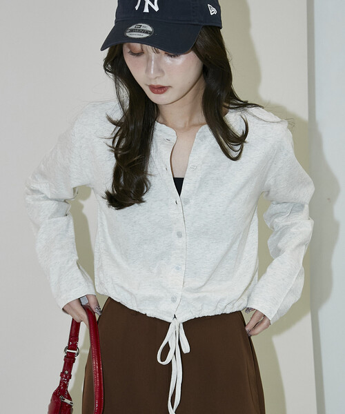 PUBLUX(パブリュクス)の「PUBLUX/パブリュクス ドロスト カーディガン 限定展開(カーディガン/ボレロ・レディース・ブラウン/ピンク/チャコールグレー/ライトグレー・フリ-)」の3枚目の写真
