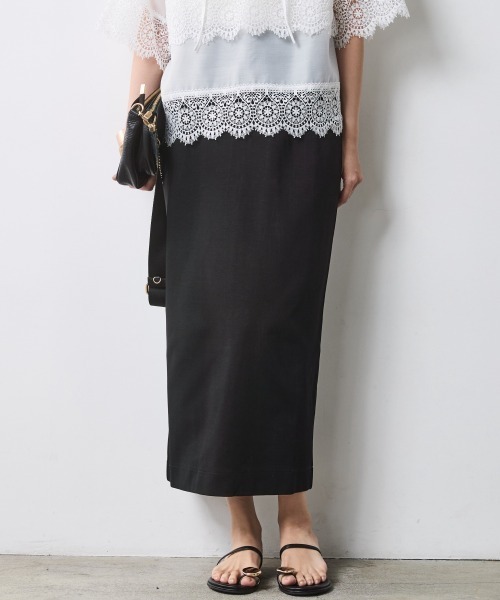 CHIC STYLE(シックスタイル)の「ダンボールカットソータイトスカート<大きいサイズ有>シックスタイル(スカート・レディース・ブラック/モカ・M/L/LL/3L/4L/5L)」の2枚目の写真