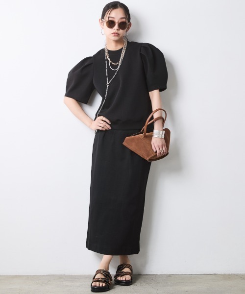 CHIC STYLE(シックスタイル)の「ダンボールカットソータイトスカート<大きいサイズ有>シックスタイル(スカート・レディース・ブラック/モカ・M/L/LL/3L/4L/5L)」の3枚目の写真