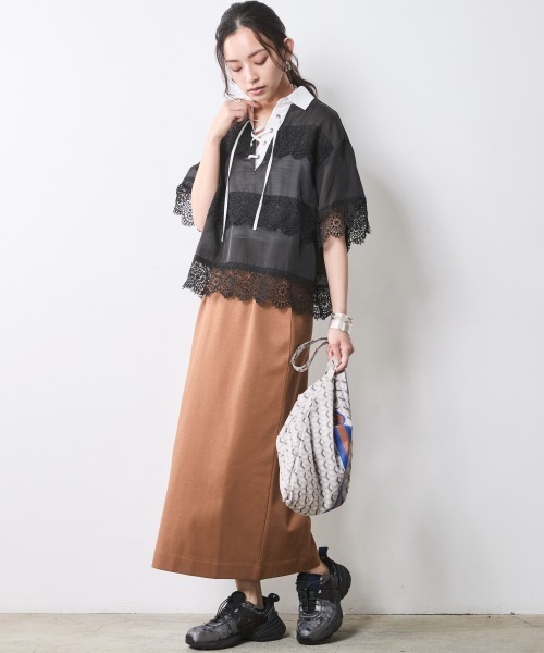 CHIC STYLE(シックスタイル)の「ダンボールカットソータイトスカート<大きいサイズ有>シックスタイル(スカート・レディース・ブラック/モカ・M/L/LL/3L/4L/5L)」の22枚目の写真