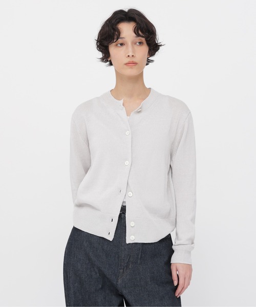 MARGARET HOWELL(マーガレットハウエル)の「TWISTED LINEN COTTON(カーディガン/ボレロ・レディース・ライトグレー/ブラック・2)」の1枚目の写真
