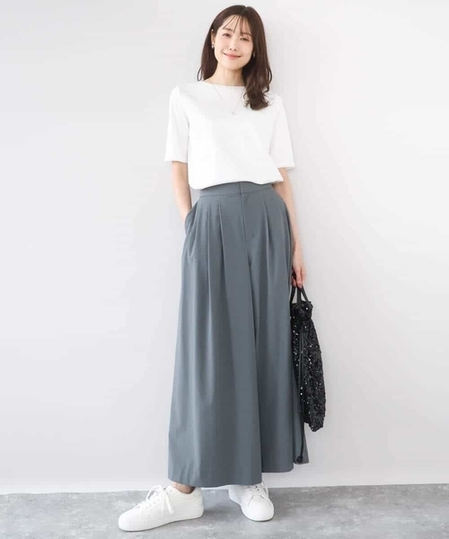 MK MICHEL KLEIN（エムケーミッシェルクラン）の「シルケットフライス半袖カットソー/洗える（Tシャツ/カットソー・レディース・ネイビー/ホワイト・38）」の8枚目の写真