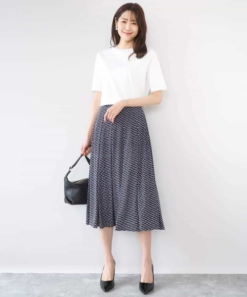 MK MICHEL KLEIN（エムケーミッシェルクラン）の「シルケットフライス半袖カットソー/洗える（Tシャツ/カットソー・レディース・ネイビー/ホワイト・38）」の18枚目の写真