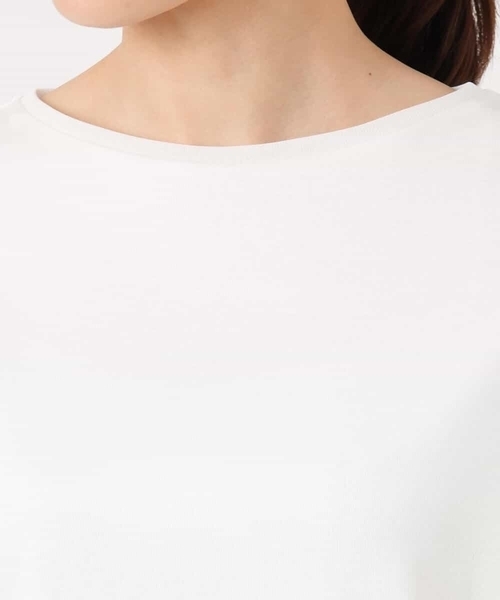 MK MICHEL KLEIN（エムケーミッシェルクラン）の「[洗える]シルケットフライス半袖カットソー（Tシャツ/カットソー・レディース・ネイビー/ホワイト・38）」の8枚目の写真