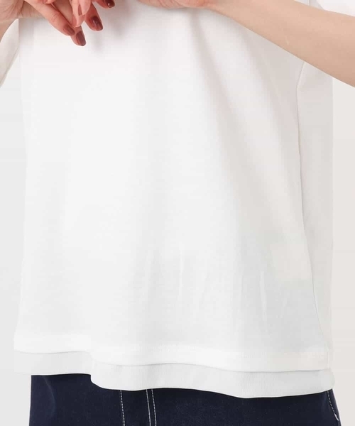 MK MICHEL KLEIN（エムケーミッシェルクラン）の「[洗える]シルケットフライス半袖カットソー（Tシャツ/カットソー・レディース・ネイビー/ホワイト・38）」の10枚目の写真