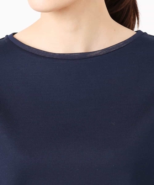 MK MICHEL KLEIN（エムケーミッシェルクラン）の「[洗える]シルケットフライス半袖カットソー（Tシャツ/カットソー・レディース・ネイビー/ホワイト・38）」の13枚目の写真