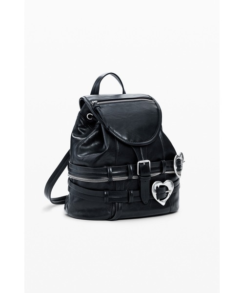 Desigual(デシグアル)の「ハートバックルレザーリュックバッグ黒(バックパック/リュック・レディース・ブラック・FREE)」の2枚目の写真