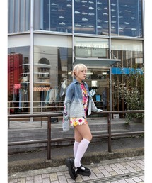 セール】パープルマルチフローラルクロシェ編みクロップドロング