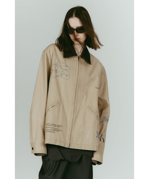 Knuth Marf（クヌースマーフ）の「embroidered jacket(unisex)（ブルゾン・レディース・ブルー/ベージュ・FREE）」の2枚目の写真