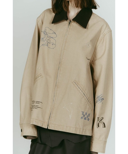 Knuth Marf（クヌースマーフ）の「embroidered jacket(unisex)（ブルゾン・レディース・ブルー/ベージュ・FREE）」の8枚目の写真
