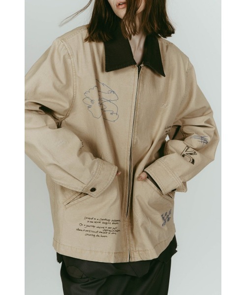 Knuth Marf（クヌースマーフ）の「embroidered jacket(unisex)（ブルゾン・レディース・ブルー/ベージュ・FREE）」の9枚目の写真