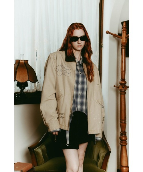 Knuth Marf（クヌースマーフ）の「embroidered jacket(unisex)（ブルゾン・レディース・ブルー/ベージュ・FREE）」の22枚目の写真