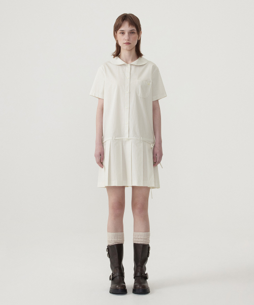 COVERNAT WOMAN(カバーナットウーマン)の「ウィメンズプリーツシャツワンピースアイボリー(ワンピース・レディース・その他・WS/WM)」の1枚目の写真