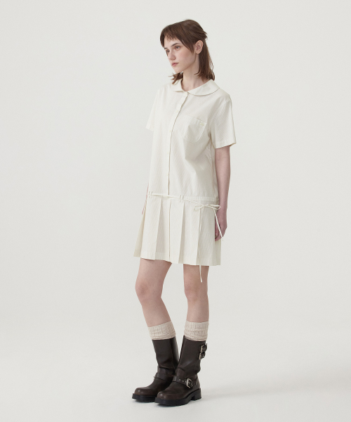 COVERNAT WOMAN(カバーナットウーマン)の「ウィメンズプリーツシャツワンピースアイボリー(ワンピース・レディース・その他・WS/WM)」の7枚目の写真