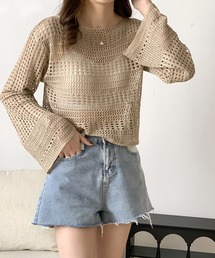 メッシュニットシアートップス