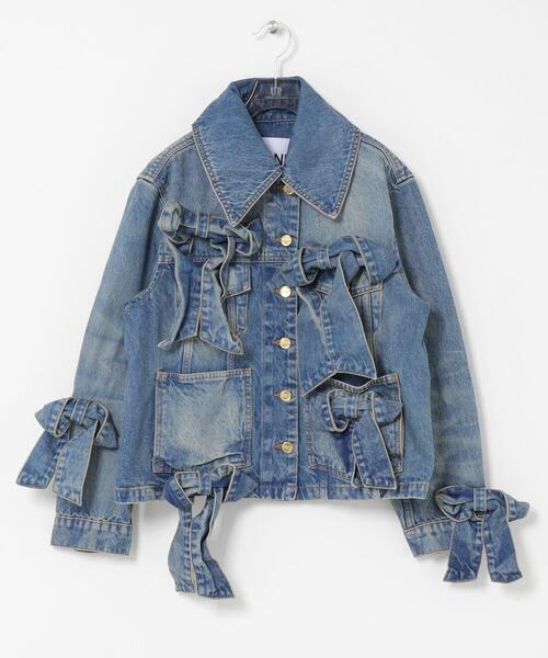 GANNI　TINT RIGID DENIM BOW JACKET