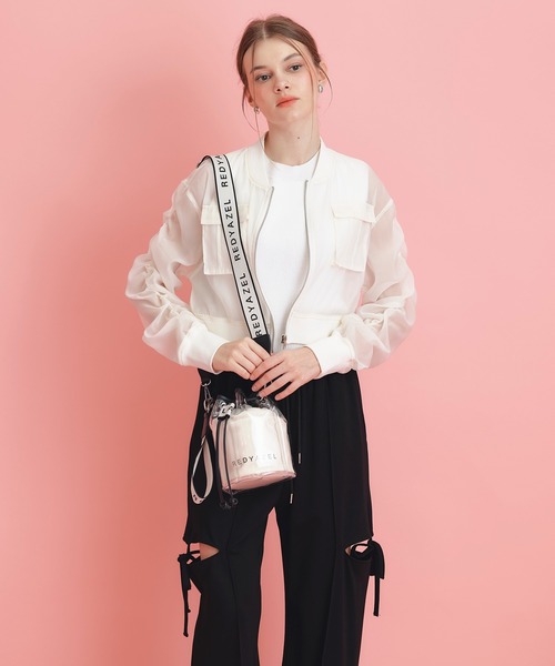 REDYAZEL（レディアゼル）の「ギャザーシアーショートブルゾン（ブルゾン・レディース・キナリ/ブラック/ホワイト・FREE）」の8枚目の写真