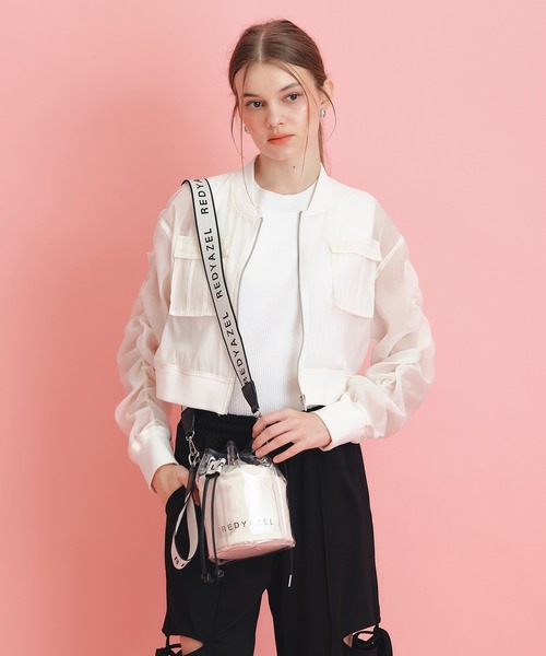 REDYAZEL（レディアゼル）の「ギャザーシアーショートブルゾン（ブルゾン・レディース・キナリ/ブラック/ホワイト・FREE）」の11枚目の写真