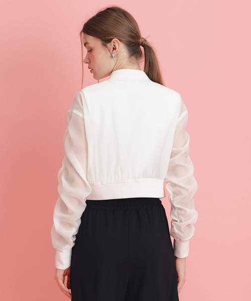 REDYAZEL（レディアゼル）の「ギャザーシアーショートブルゾン（ブルゾン・レディース・キナリ/ブラック/ホワイト・FREE）」の13枚目の写真