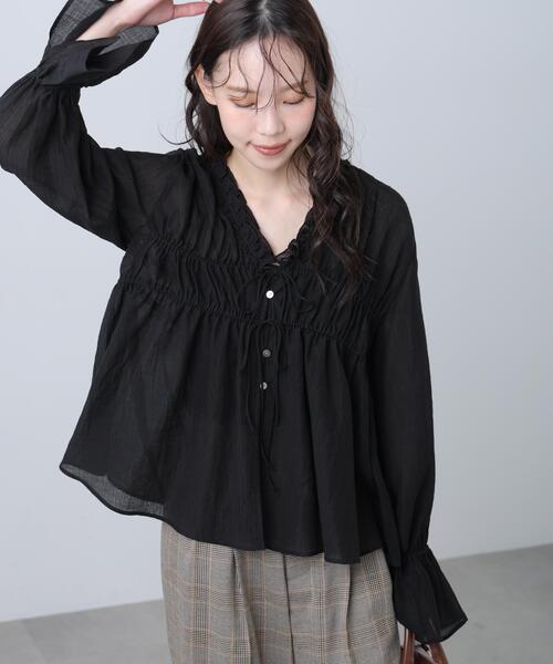 FREE'S MART(フリーズマート)の「◆シャーリングドロストブラウス(シャツ/ブラウス・レディース・イエロー/ホワイト/ブルー/ブラック・FREE)」の11枚目の写真