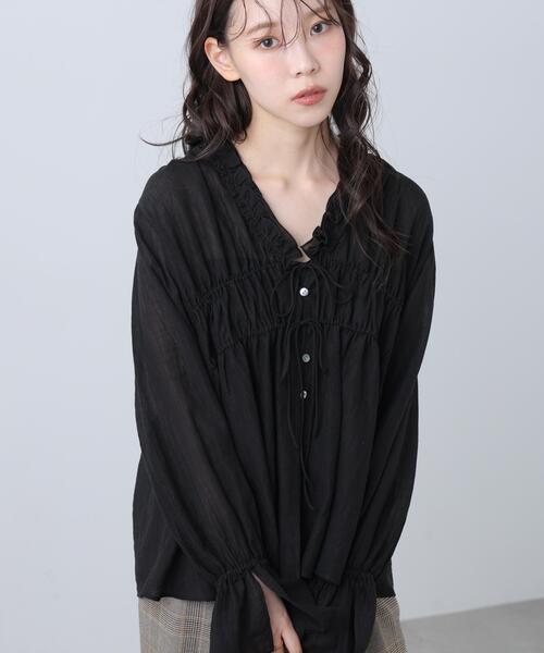 FREE'S MART(フリーズマート)の「◆シャーリングドロストブラウス(シャツ/ブラウス・レディース・イエロー/ホワイト/ブルー/ブラック・FREE)」の12枚目の写真