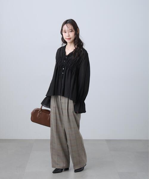 FREE'S MART(フリーズマート)の「◆シャーリングドロストブラウス(シャツ/ブラウス・レディース・イエロー/ホワイト/ブルー/ブラック・FREE)」の14枚目の写真