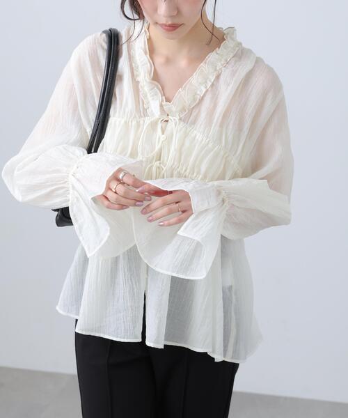 FREE'S MART(フリーズマート)の「◆シャーリングドロストブラウス(シャツ/ブラウス・レディース・イエロー/ホワイト/ブルー/ブラック・FREE)」の18枚目の写真