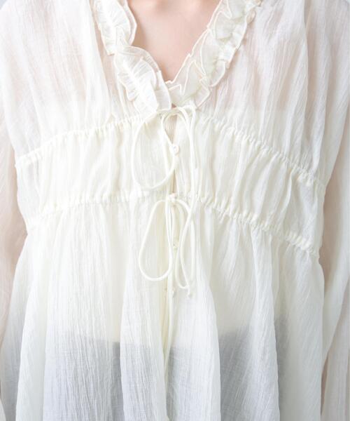 FREE'S MART(フリーズマート)の「◆シャーリングドロストブラウス(シャツ/ブラウス・レディース・イエロー/ホワイト/ブルー/ブラック・FREE)」の7枚目の写真