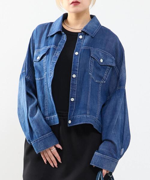 SOFFITTO(ソフィット)の「シアーGジャン型デニムシャツ(シャツ/ブラウス・レディース・インディゴブルー/ケミカルウォッシュ・FREE)」の2枚目の写真