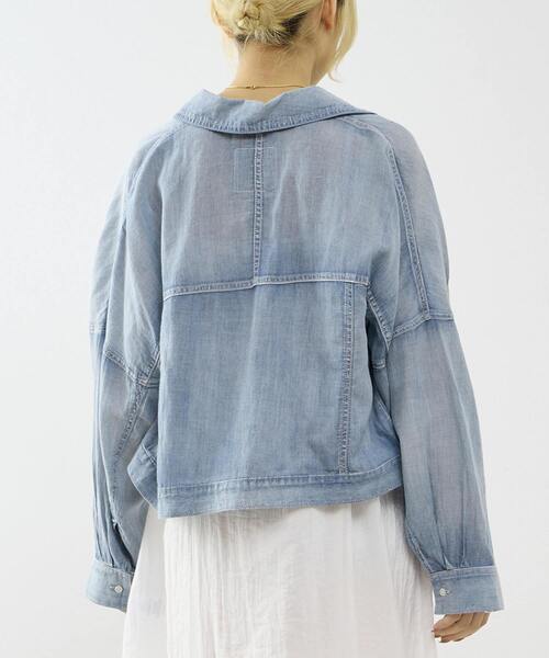 SOFFITTO(ソフィット)の「シアーGジャン型デニムシャツ(シャツ/ブラウス・レディース・インディゴブルー/ケミカルウォッシュ・FREE)」の4枚目の写真