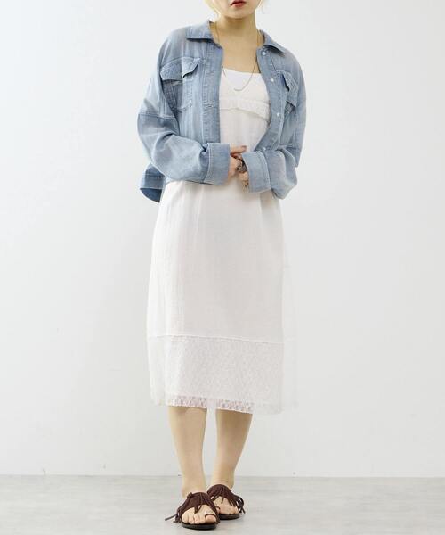 SOFFITTO(ソフィット)の「シアーGジャン型デニムシャツ(シャツ/ブラウス・レディース・インディゴブルー/ケミカルウォッシュ・FREE)」の6枚目の写真