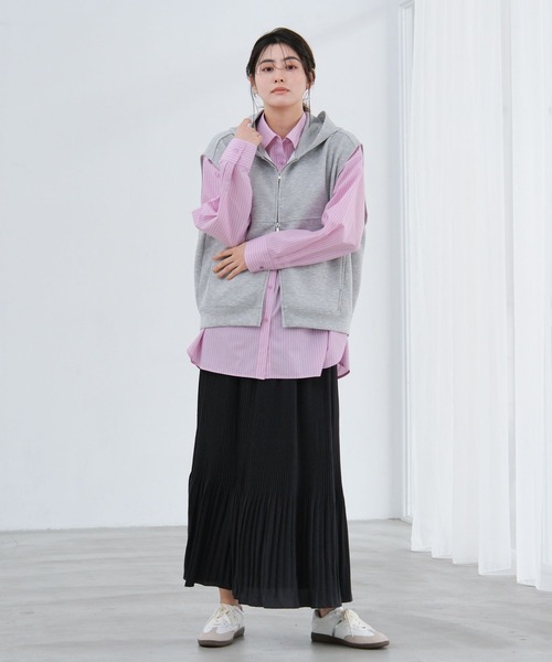 LAKOLE（ラコレ）の「ダンボールZIPベスト / 658033（ベスト・レディース・ブラック/グレー・FREE）」の3枚目の写真