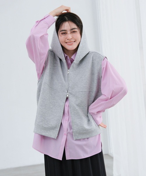 LAKOLE（ラコレ）の「ダンボールZIPベスト / 658033（ベスト・レディース・ブラック/グレー・FREE）」の9枚目の写真