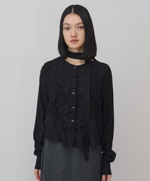 フロントシャーリングシアーブラウス