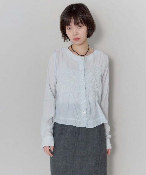 leimn（レイムン）の「フロントシャーリングシアーブラウス（シャツ/ブラウス・レディース・ホワイト/サックスブルー・FREE）」の7枚目の写真