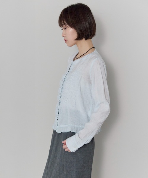 leimn（レイムン）の「フロントシャーリングシアーブラウス（シャツ/ブラウス・レディース・ホワイト/サックスブルー・FREE）」の8枚目の写真